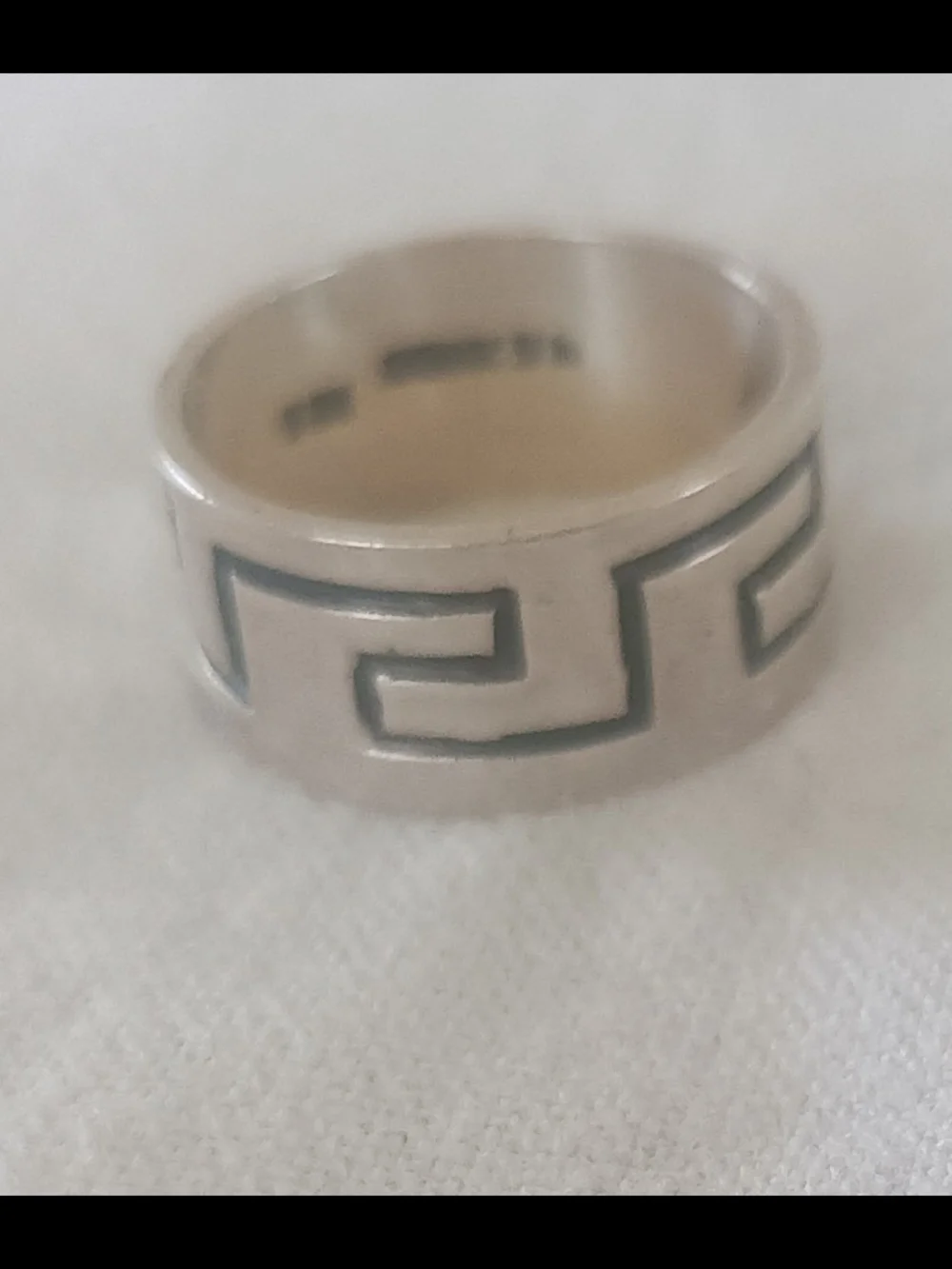 Sterling Silver Greek Key Men's Band - Silver